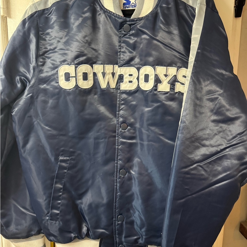 STARTER Navy and White Team Satin Jacket